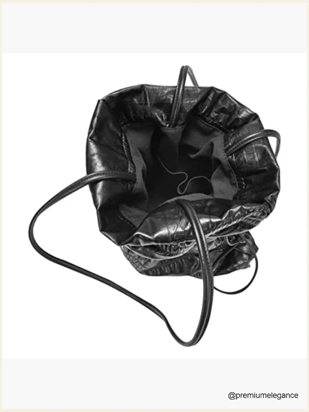 Lightweight PU Leather Crinkle Shoulder Tote Bag Drawstring Closure Work Travel